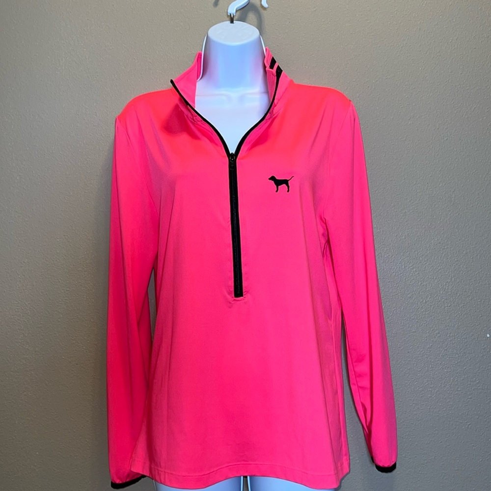 Victoria's Secret Women’s PINK Ultimate Neon Pink 1/2 Zip Pullover Activewear L - Picture 2 of 15